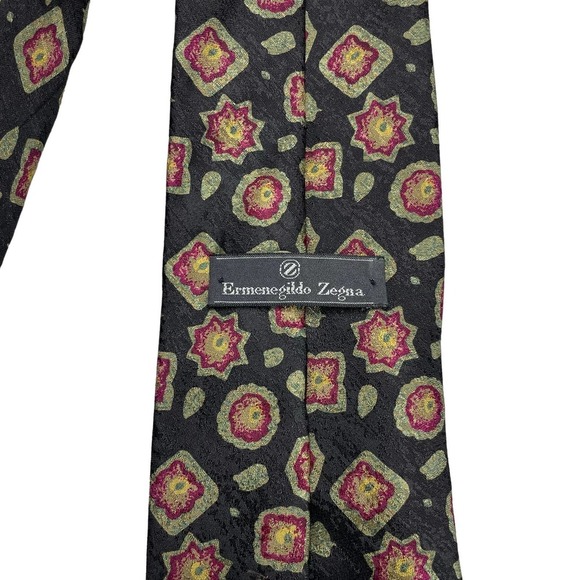 ERMENEGILDO ZEGNA Men's 100% Silk Patterned Tie Made In Italy - Picture 3 of 5